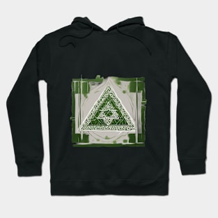 Mystical Green Triangle Geometric Design No. 910 Hoodie